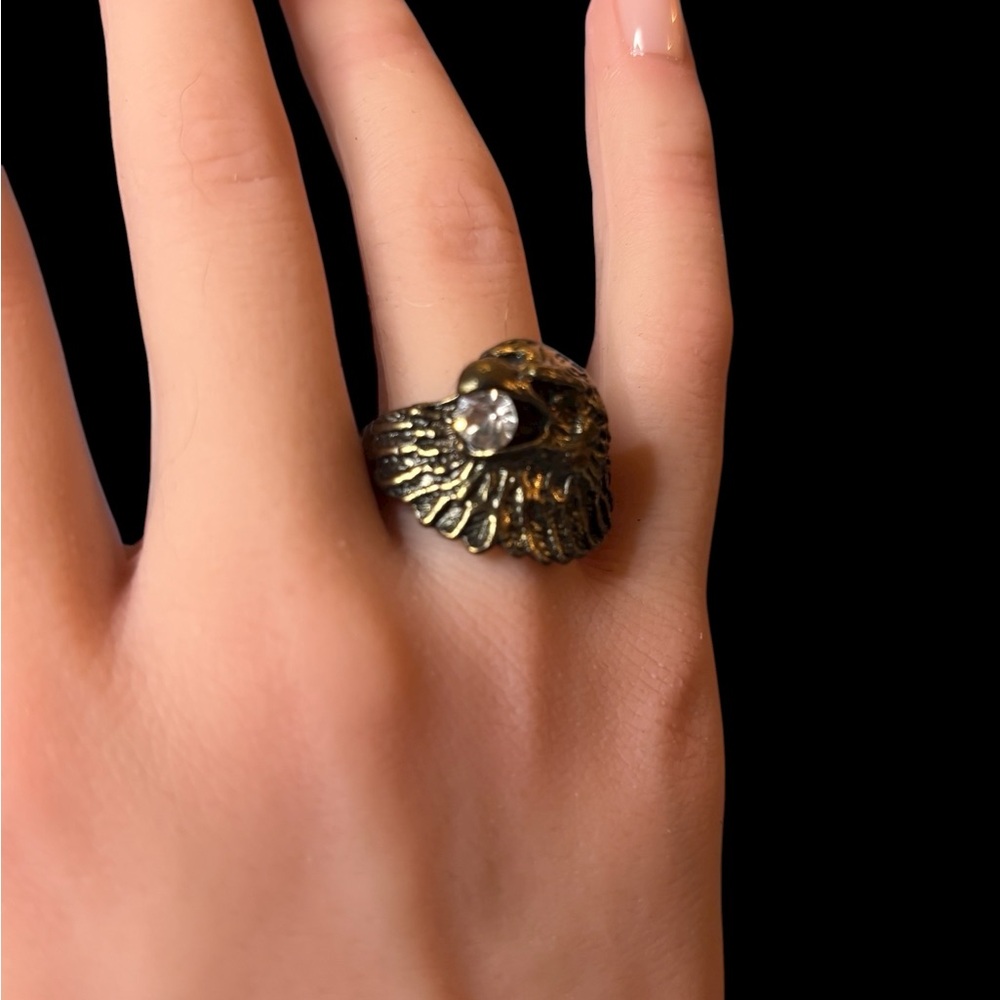 Unisex Gold Eagle Ring with Large Crystal Accent size 10 BUY 2 GET 1 FREE!!